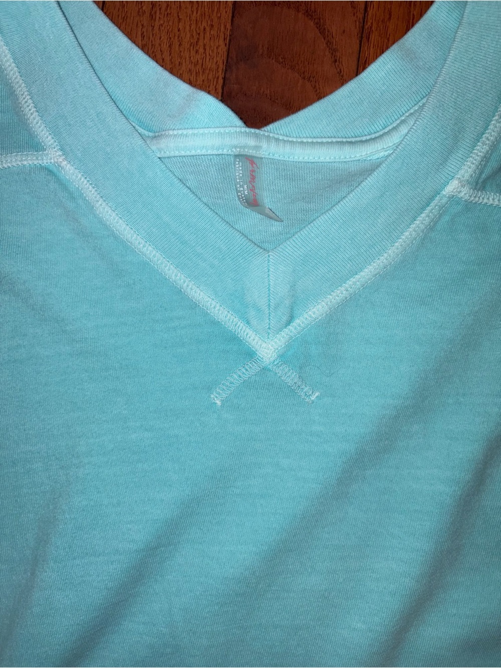 FP Movement by Free People Light Aqua V-Neck Pullover Medium - Picture 4 of 5
